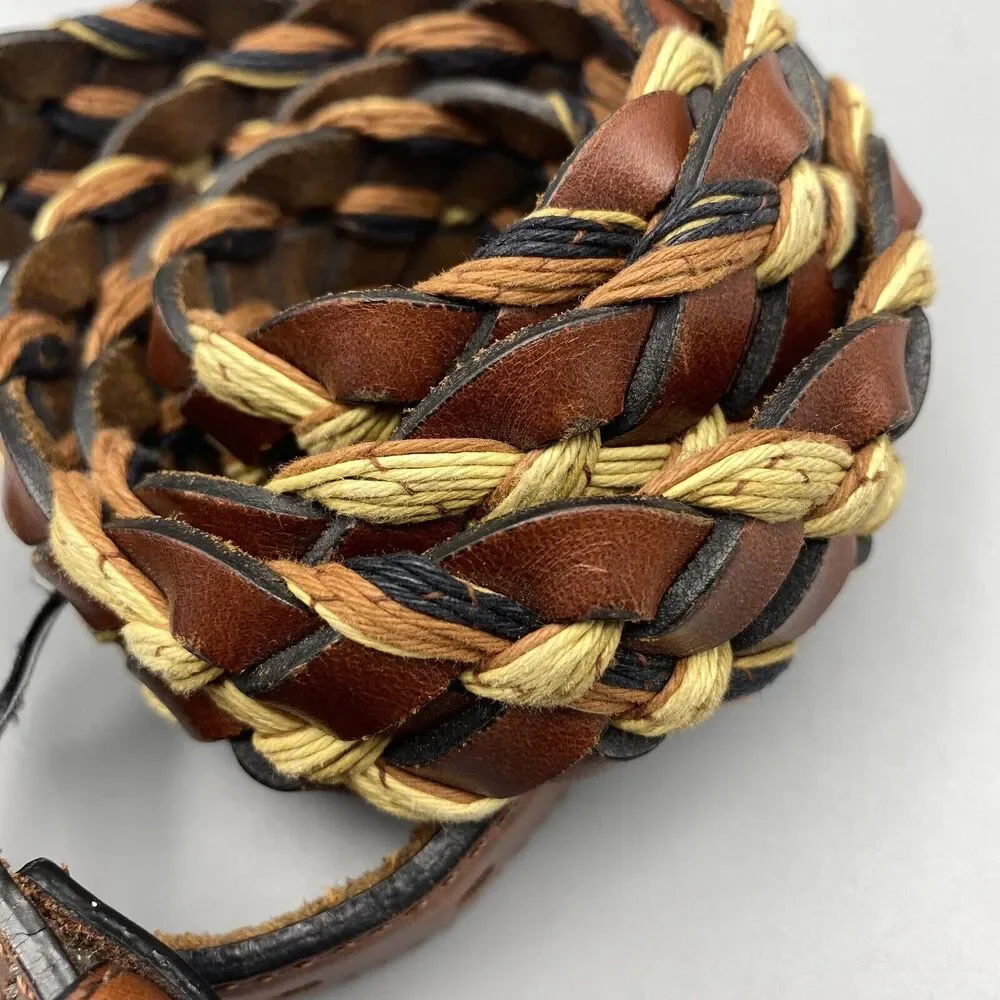 Brighton Men's Braided Woven Brown Leather Belt Width‎ 1.25